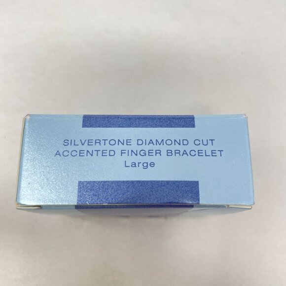 Avon Silvertone Diamond Cut Accented Finger Bracelet‎ Size Large Flower Gift Box - Picture 7 of 9